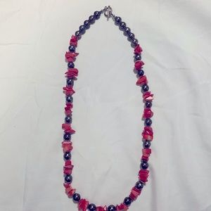 Coral and chocolate pearls necklace 18 inches